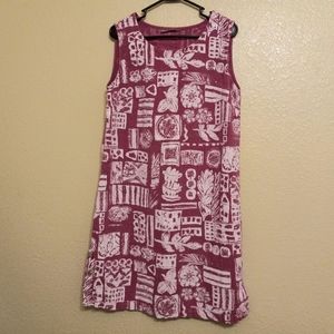 Sleeveless Pink Patterned Shift Dress